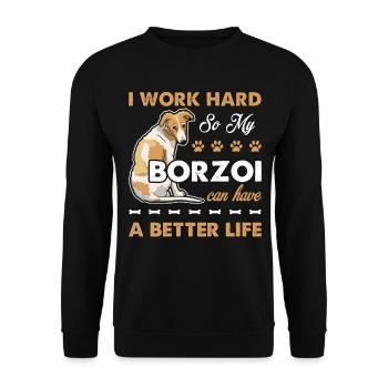 Borzoi Give Better Life To My Borzoi - Unisex Sweatshirt - black - Front - Alina (178cm) & Michal (187cm)