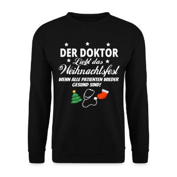Doktor Arzt Weihnachten Geschenk Geburtstag - Unisex Pullover - Schwarz - Vorne - Alina (178cm) & Michal (187cm)