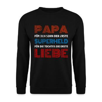 Papa Sohn Tochter Stolz Vater Vatertag - Unisex Pullover - Schwarz - Vorne - Alina (178cm) & Michal (187cm)
