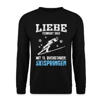 Skispringen Leidenschaft & Liebe - Unisex Pullover - Schwarz - Vorne - Alina (178cm) & Michal (187cm)