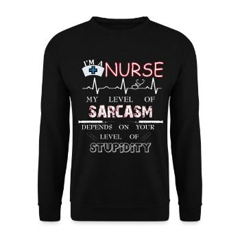 Nurse sarcasm stupidity - Unisex Sweatshirt - black - Front - Alina (178cm) & Michal (187cm)