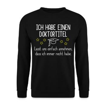 Geschenk Doktortitel - Unisex Pullover - Schwarz - Vorne - Alina (178cm) & Michal (187cm)
