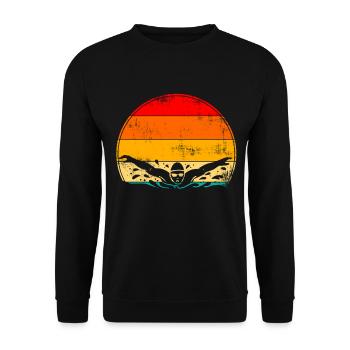 Natation papillon vintage nageur nageur - Sweat-shirt Unisexe - noir - Devant - Alina (178cm) & Michal (187cm)