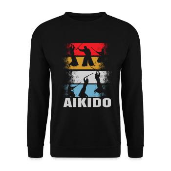 Aïkido rétro - Sweat-shirt Unisexe - noir - Devant - Alina (178cm) & Michal (187cm)