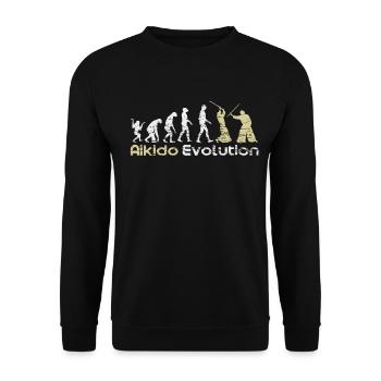 Aikido Martial Arts Evolution Gift - Unisex Sweatshirt - black - Front - Alina (178cm) & Michal (187cm)