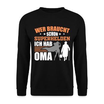 Oma Oma Oma - Unisex Pullover - Schwarz - Vorne - Alina (178cm) & Michal (187cm)