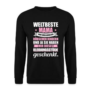 Weltbeste Mama Geschenk - Unisex Pullover - Schwarz - Vorne - Alina (178cm) & Michal (187cm)