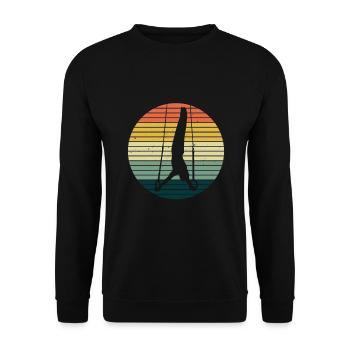 Gymnastik Sportler Kunstturnen an den Ringen Retro - Unisex Pullover - Schwarz - Vorne - Alina (178cm) & Michal (187cm)
