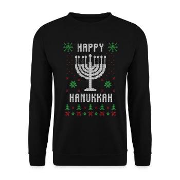 Joyeux Noël moche de hanukkah - Sweat-shirt Unisexe - noir - Devant - Alina (178cm) & Michal (187cm)