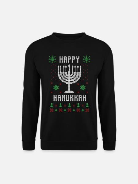 Happy hanukkah ugly christmas - Unisex Pullover - Schwarz