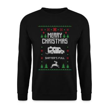 joyeux noel - shitter était plein - Sweat-shirt Unisexe - noir - Devant - Alina (178cm) & Michal (187cm)