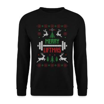 joyeux liftmas - chandail de Noël laid - Sweat-shirt Unisexe - noir - Devant - Alina (178cm) & Michal (187cm)