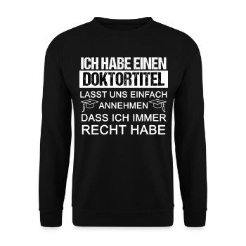 Doktortitel Promotion Doktor Dissertation Doktoren - Unisex Pullover - Schwarz - Vorne - Alina (178cm) & Michal (187cm)