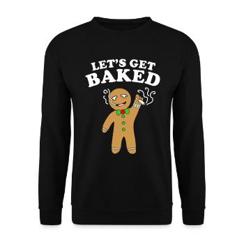 Let's Get Baked Gingerbread Weed Fun Stoner - Unisex Sweatshirt - black - Front - Alina (178cm) & Michal (187cm)