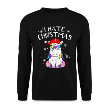 Anti-Christmas Anti-Christmas Unicorn Xmas Anti - Unisex Sweatshirt - black - Front - Alina (178cm) & Michal (187cm)