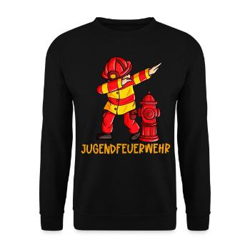 Jugendfeuerwehr Dabbing Feuerwehr - Unisex Pullover - Schwarz - Vorne - Alina (178cm) & Michal (187cm)