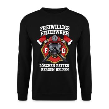 Freiwillige Feuerwehr Löschen Bergen - Unisex Pullover - Schwarz - Vorne - Alina (178cm) & Michal (187cm)