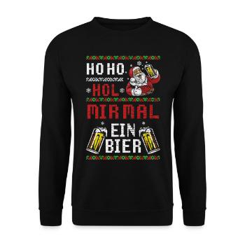 Weihnachten Bier Weihnachtsfeier - Unisex Pullover - Schwarz - Vorne - Alina (178cm) & Michal (187cm)