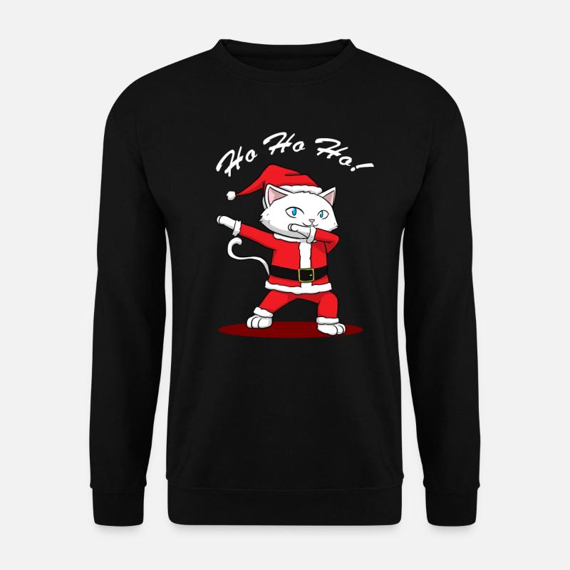 Ho Ho Ho Dabbing Cat Santa Claus Dab Katze - Unisex Pullover - Schwarz
