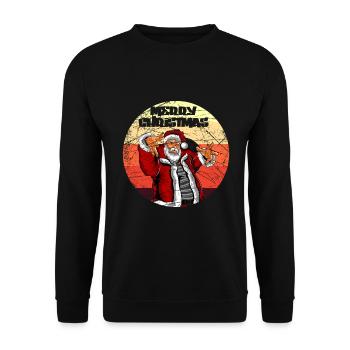 Merry Christmas Hiphop Santa Rap Xmas Vintage - Unisex Pullover - Schwarz - Vorne - Alina (178cm) & Michal (187cm)