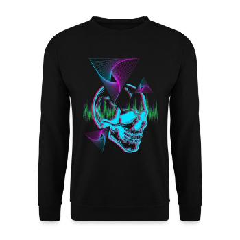 Crâne Vaporwave pour Techno, Goa Spytrance Fete - Sweat-shirt Unisexe - noir - Devant - Alina (178cm) & Michal (187cm)