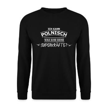 Polen Polnisch Superkräfte Souvenir Sprache - Unisex Pullover - Schwarz - Vorne - Alina (178cm) & Michal (187cm)