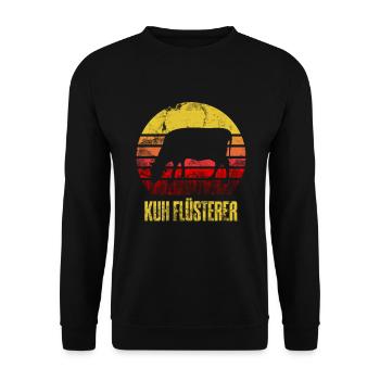 Kuh Flüsterer Rind Vieh Retro Bauer Kuhflüsterer - Unisex Pullover - Schwarz - Vorne - Alina (178cm) & Michal (187cm)