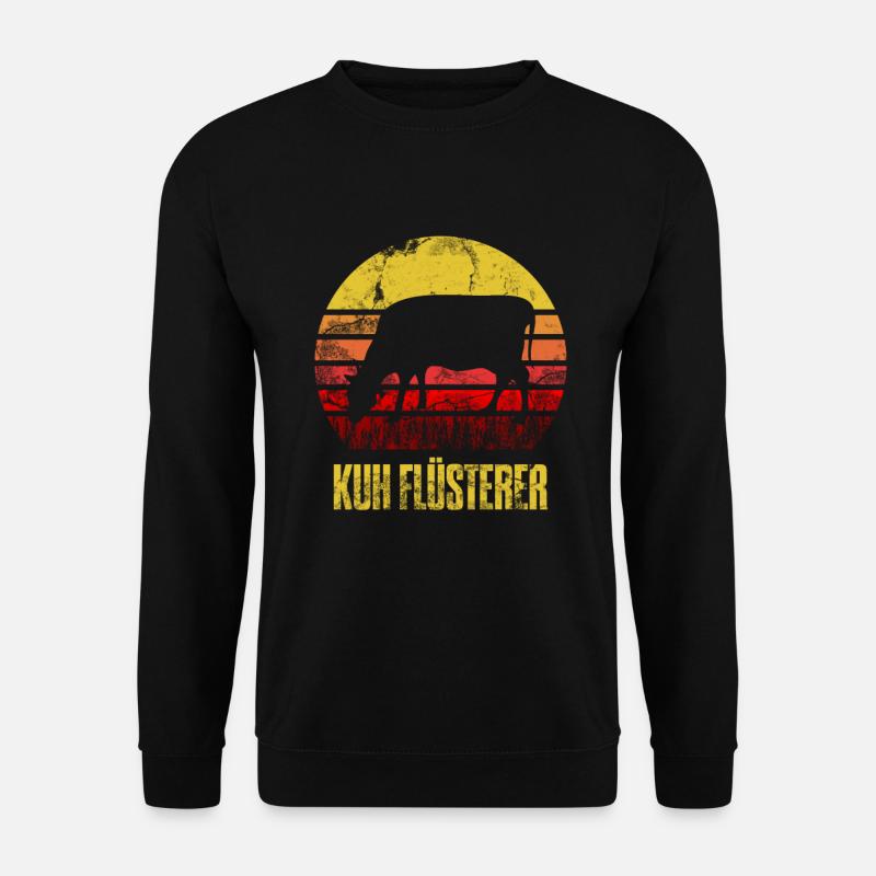 Kuh Flüsterer Rind Vieh Retro Bauer Kuhflüsterer - Unisex Pullover - Schwarz