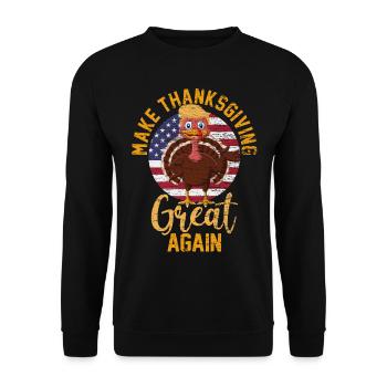 Thanksgiving Donald  Amerika - Unisex Pullover - Schwarz - Vorne - Alina (178cm) & Michal (187cm)