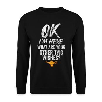 Flaschengeist Lustiger Spruch - Unisex Pullover - Schwarz - Vorne - Alina (178cm) & Michal (187cm)