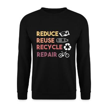 Recycler la protection de l'environnement contre le plastique - Sweat-shirt Unisexe - noir - Devant - Alina (178cm) & Michal (187cm)