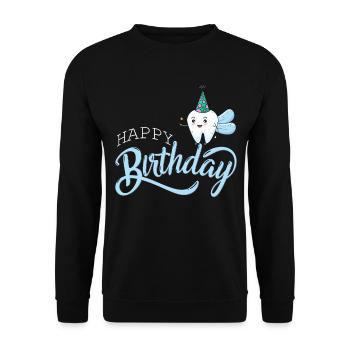 Happy Birthday with tooth as tooth fairy | dentist - Unisex Sweatshirt - black - Front - Alina (178cm) & Michal (187cm)