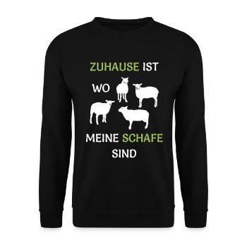 Zuhause ist wo meine Schafe sind Bauern Schäferei - Unisex Pullover - Schwarz - Vorne - Alina (178cm) & Michal (187cm)