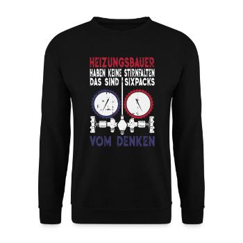 Heizungsbauer Sixpack vom Denken Installateur - Unisex Pullover - Schwarz - Vorne - Alina (178cm) & Michal (187cm)
