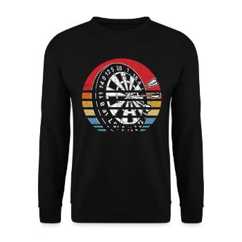 Vintage Dart Dartpfeil Retro Dartspieler Geschenk - Unisex Pullover - Schwarz - Vorne - Alina (178cm) & Michal (187cm)