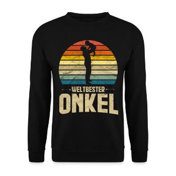Onkel weltbester Onkel Neffe Nichte - Unisex Pullover - Schwarz - Vorne - Alina (178cm) & Michal (187cm)