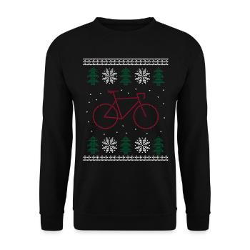 Ugly Christmas Road Bike Bicycle - Unisex Sweatshirt - black - Front - Alina (178cm) & Michal (187cm)