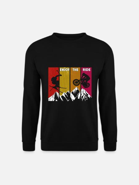 Mountainbike Ski Fahren Fahrrad Cross Berge Hoch - Unisex Pullover - Schwarz