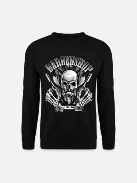 Herenkapperschedel of schedel met kaal hoofd - Uniseks sweater - zwart