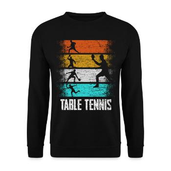 Tischtennis Pingpong Retro - Unisex Pullover - Schwarz - Vorne - Alina (178cm) & Michal (187cm)
