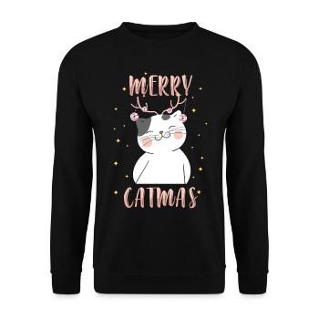 Christmas Cat Cat Christmas Eve - Unisex Sweatshirt - black - Front - Alina (178cm) & Michal (187cm)