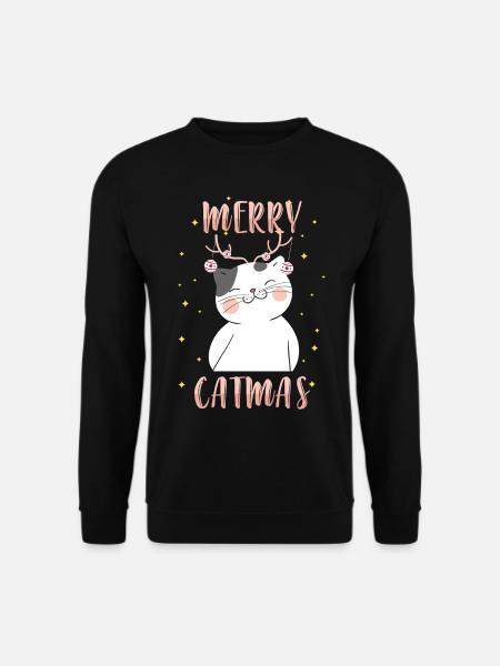 Weihnachten Katze Kater Heiligabend - Unisex Pullover - Schwarz