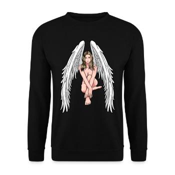 Xmas Christmas Angel Guardian Angel Heavenly - Unisex Sweatshirt - black - Front - Alina (178cm) & Michal (187cm)