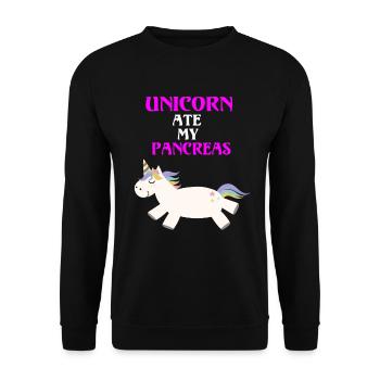 Diabète de type 1 licorne drôle pancréas - Sweat-shirt Unisexe - noir - Devant - Alina (178cm) & Michal (187cm)