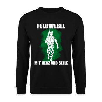 Feldwebel Mit Herz Und Seele Bundeswehr Soldat - Unisex Pullover - Schwarz - Vorne - Alina (178cm) & Michal (187cm)