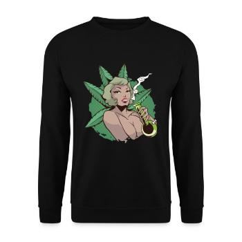Pin Up Girl Cannabis Marijuana Sexy Bong - Unisex Sweatshirt - black - Front - Alina (178cm) & Michal (187cm)