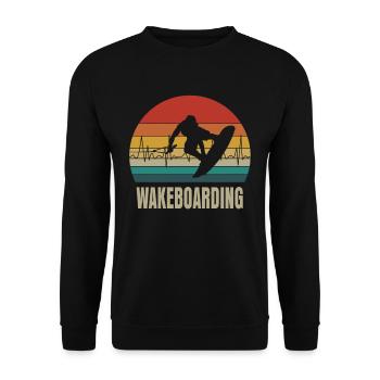 Wakeboard Retro Herzschlag Geschenk - Unisex Pullover - Schwarz - Vorne - Alina (178cm) & Michal (187cm)