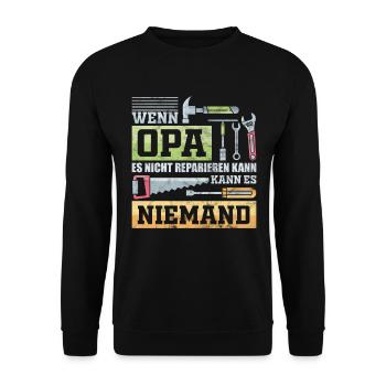 Opa Hobby Geschenk - Unisex Pullover - Schwarz - Vorne - Alina (178cm) & Michal (187cm)