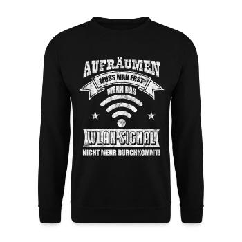 WLAN Spruch lustig Geschenk - Unisex Pullover - Schwarz - Vorne - Alina (178cm) & Michal (187cm)