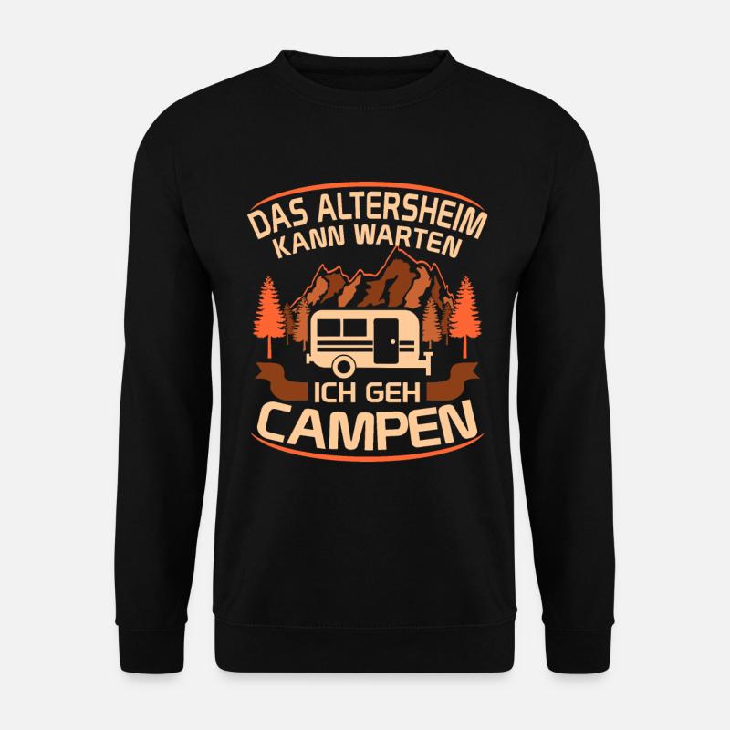 Campen Altersheim Camper Opa Spruch - Unisex Pullover - Schwarz